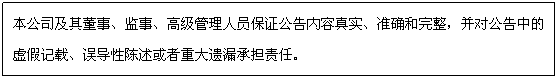 文本框: 本公司及其董事、监事、高级管理人员保证公告内容真实、准确和完整,并对公告中的虚假记载、误导性陈述或者重大遗漏承担责任。